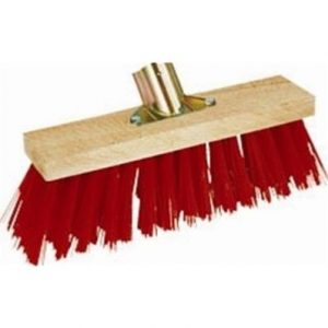 Balai de cantonnier - monture bois garnissage pvc rouge