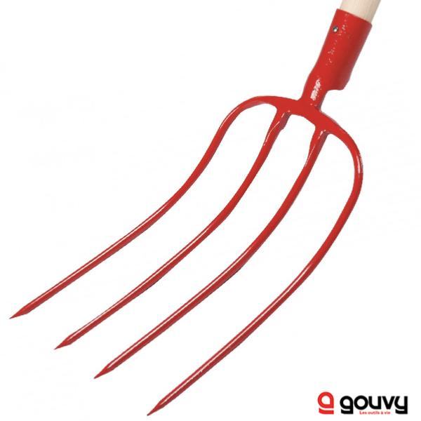 Fourche à Fumier Forgée 4 Dents 30 cm Emmanchée Gouvy